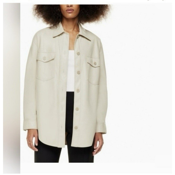 Aritzia Jackets & Blazers - Aritzia Wilfred Faux Leather Long Sleeve Shirt Jacket Ganna Shacket Size Small